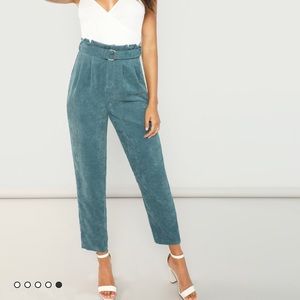 Teal Corduroy Belted Pants - NEVER WORN